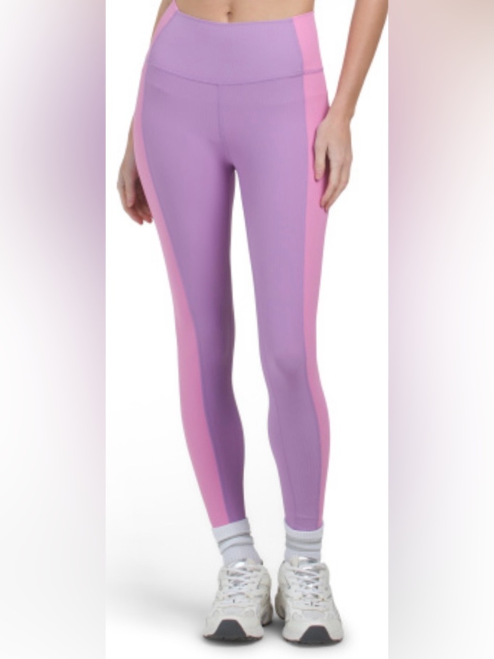Colorblock High-Rise Leggings - Lilac & Pink